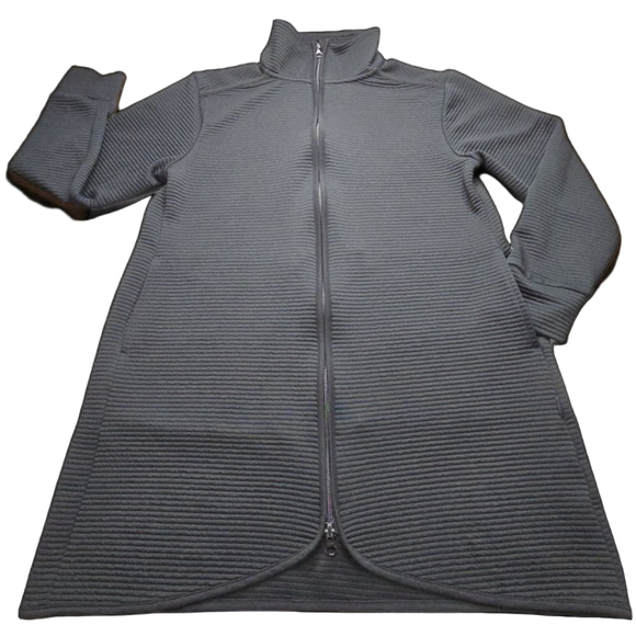 MPG Jackets & Blazers - MPG Mondetta Ottoman Rib Tunic Jacket Black Longline Full Zip Large